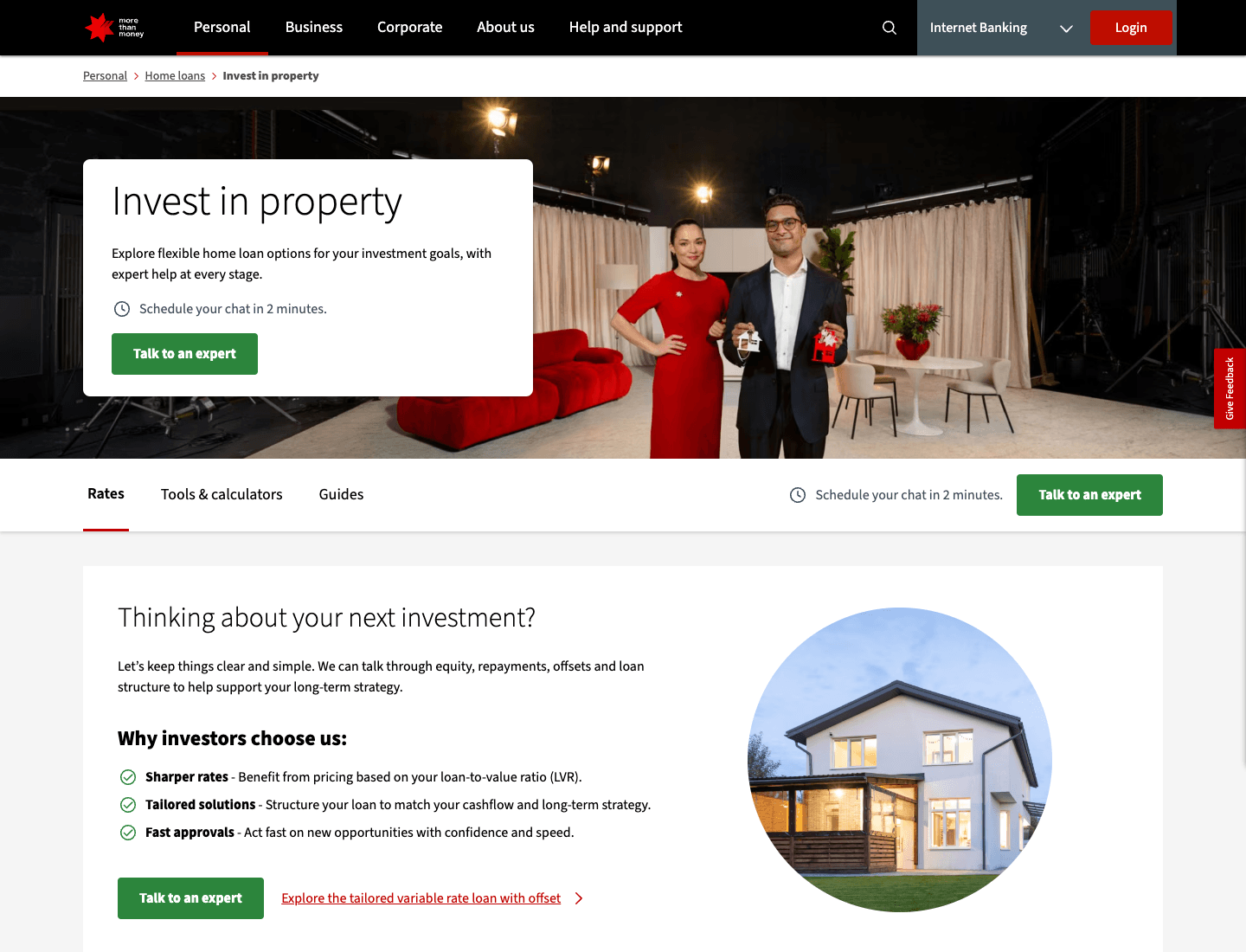 Live Property Investors page on nab.com.au.